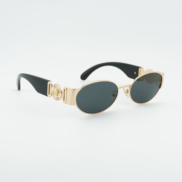 Versace VE2299 1002/87 Sunglasses Gold/Black Oval Frame, Grey Lenses main image 5